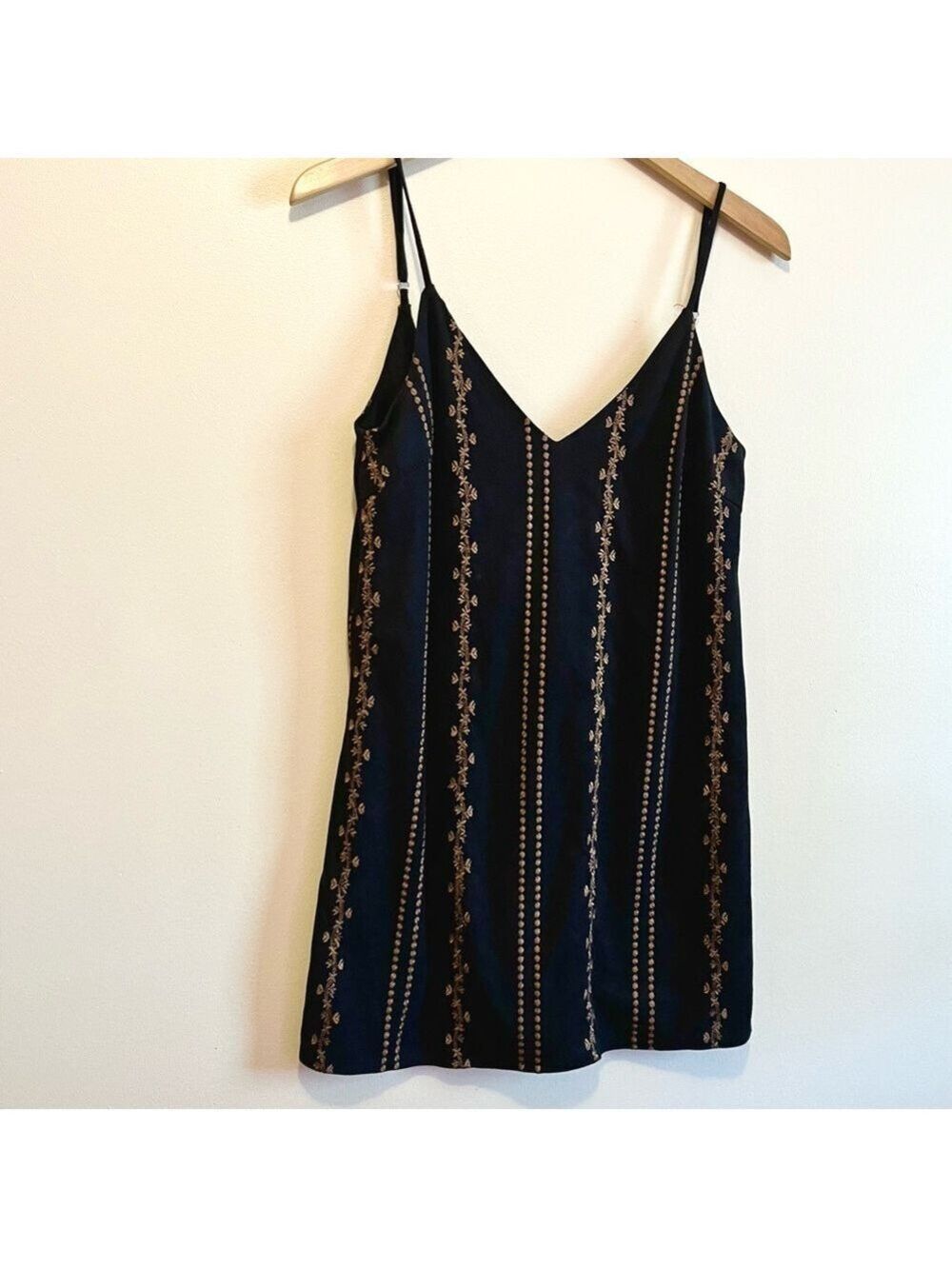 Honey Belle Embroidered Faux Suede Mini Dress Tunic Sz S Boho Spaghetti Straps